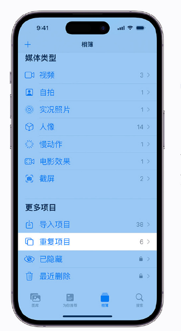 武义苹果手机维修分享升级 iOS 16 后无法查看到“重复项目”相簿怎么办 