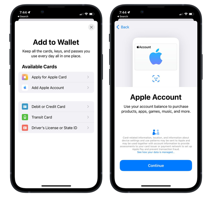 武义苹果手机维修分享iOS 15.5钱包App如何添加 Apple 账户 