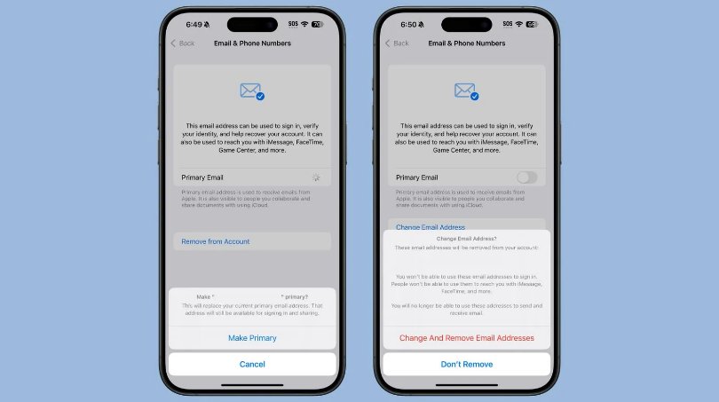 武义苹果手机维修分享苹果 iOS 18.1 支持设置“主要”邮箱地址并更改 iCloud 邮箱 