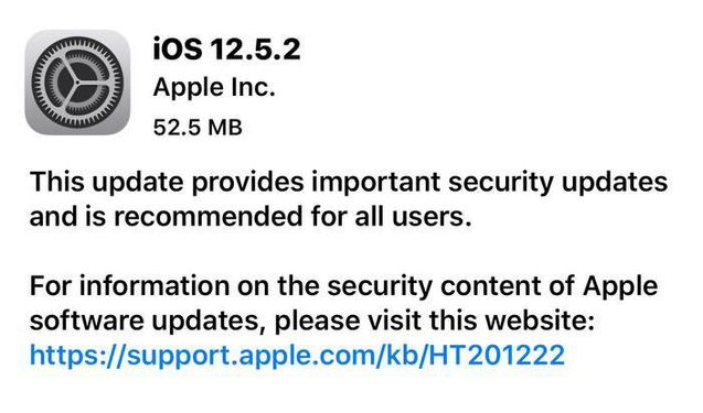 武义苹果手机维修分享iOS12.5.2发布，建议所有老苹果用户安装 